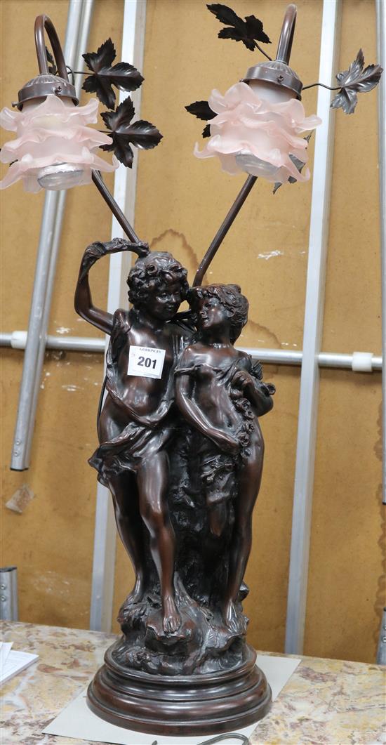 A modern bronze classical figure table lamp